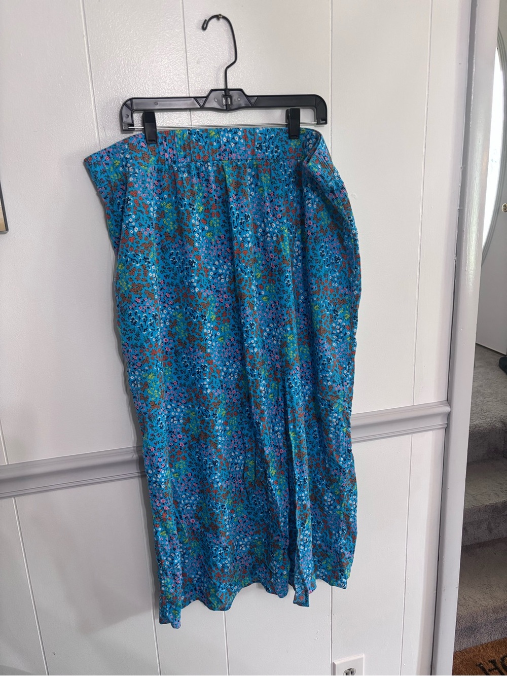 Lands' End Teal Blue Floral Maxi Skirt